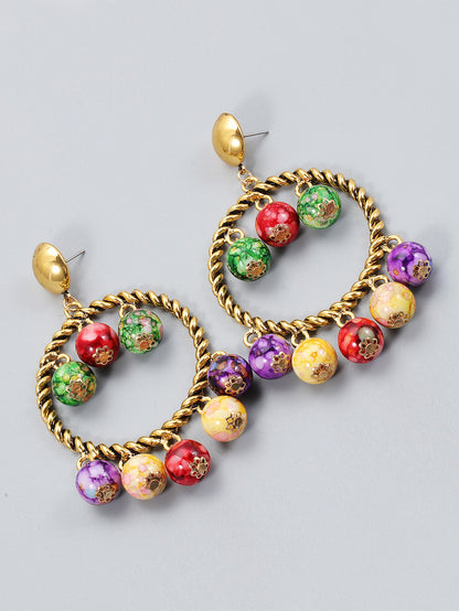 New Designer Beaded Ball Drop Dangle Earrings Jewelry Exquisite Ethnic Handmade Big Circle Earrings Women