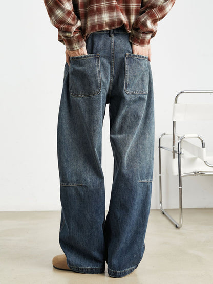 Mens American Retro Wide Leg Jeans