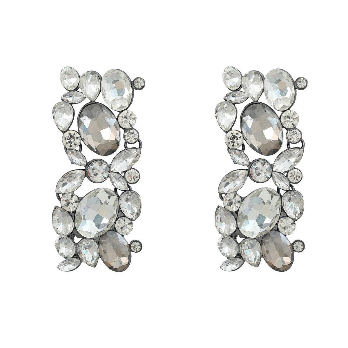 Full diamond square women's alloy inlaid diamond exaggerated earrings