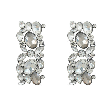 Full diamond square women's alloy inlaid diamond exaggerated earrings