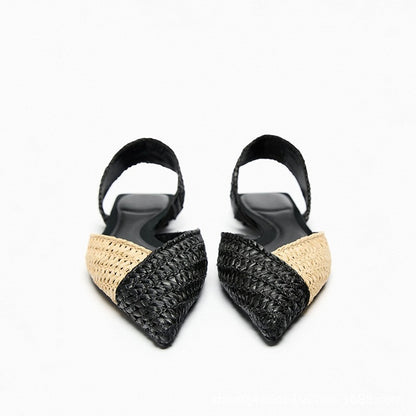 Platte designer slingback schoenen met spitse neus