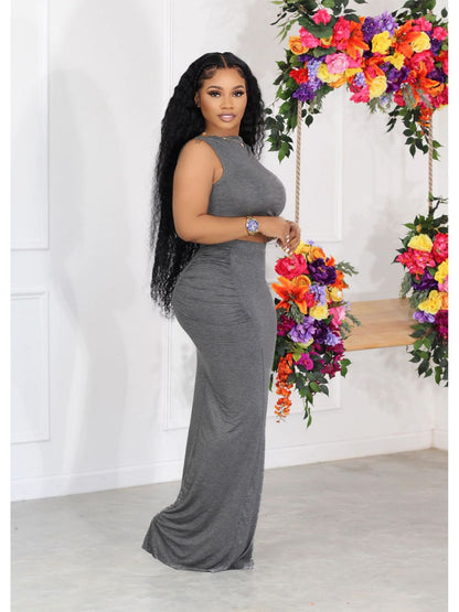 Sexy Bodycon Skirt + Sleeveless Long Top Two-Piece Set Women's Summer Simple Solid Color