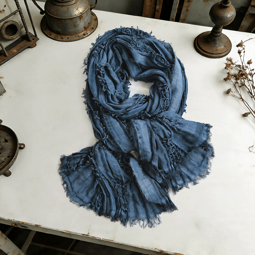 Vintage Distressed Cotton Linen Shawl Cape Fashionable Casual Scarf