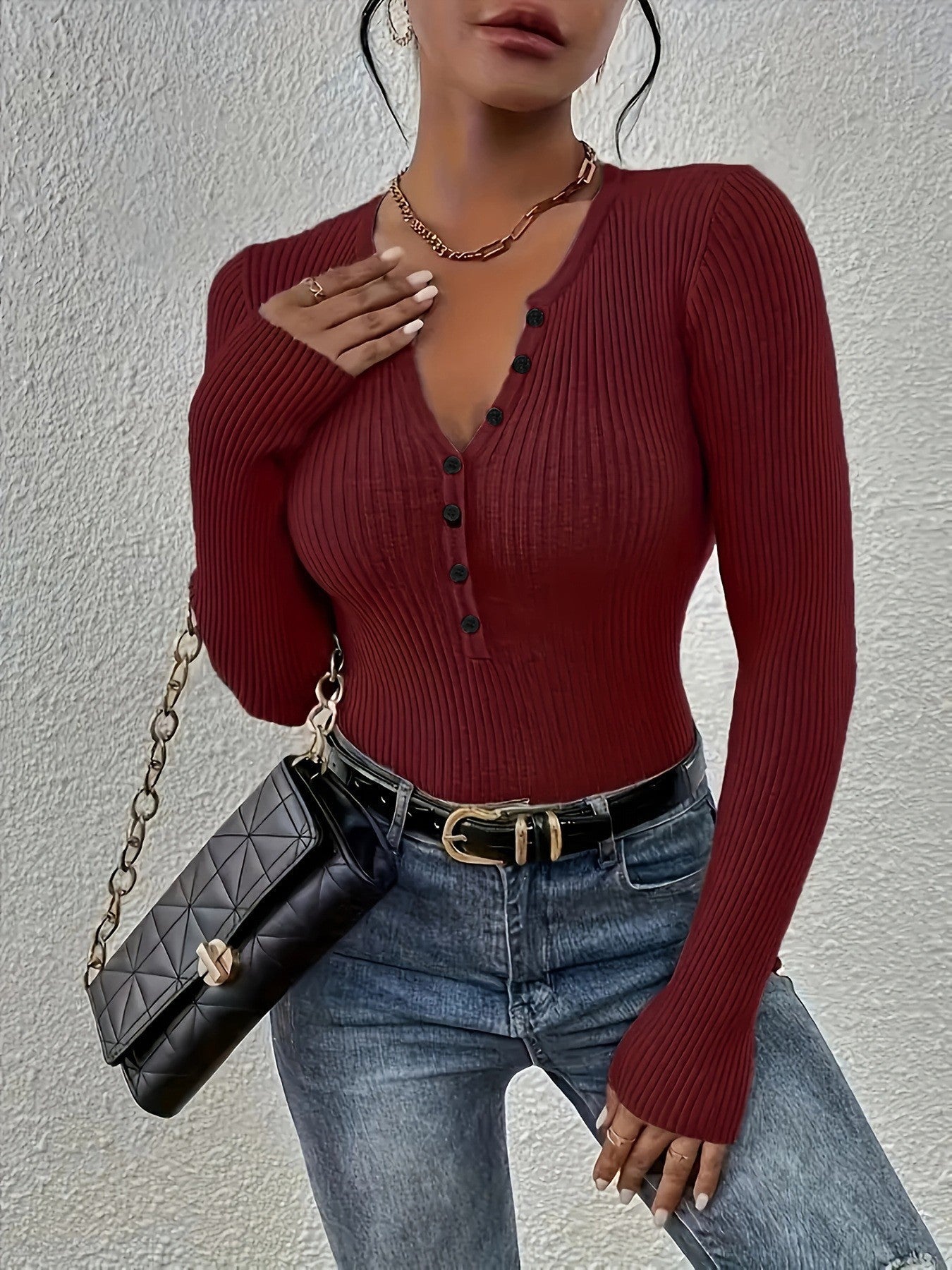 Womens Slim Fit Knit Sweater