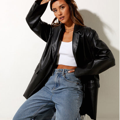 Amerikaanse PU-leren blazerjasje