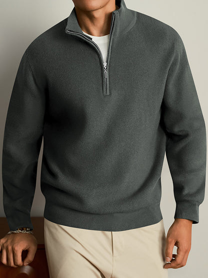 Half-Zip Wool Blend Cardigan Sweater