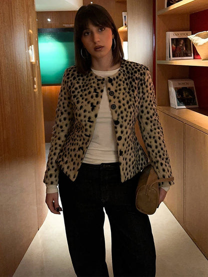 Retro Leopard Print Plush Jacket