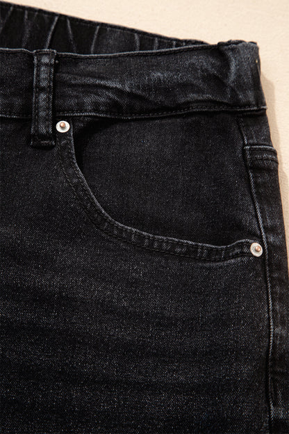 Jeans met acid wash-effect en vetersluiting plus size