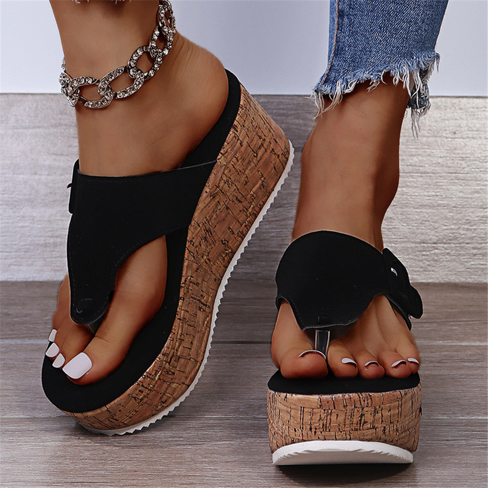 Summer New Large Size Herringbone Platform Women's Casual Platform Slippers
