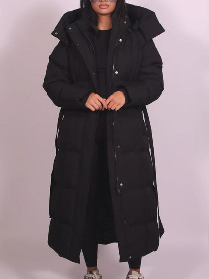 Women's Long Corduroy Down Jacket with Hood