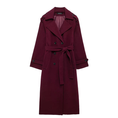 Womens Woolen Double Breasted Coat