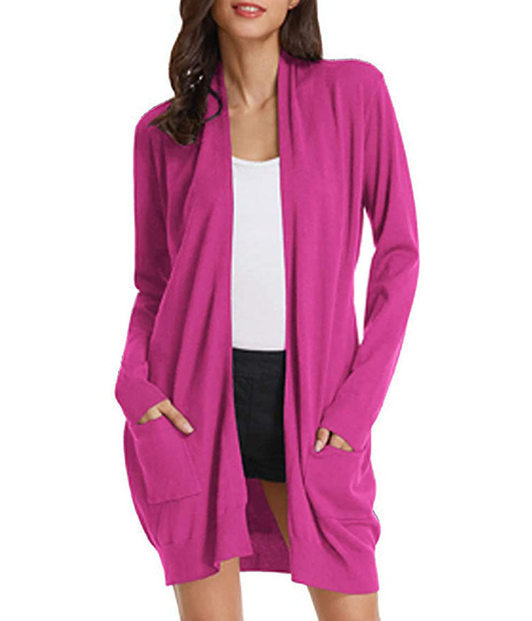 Dames open vest met lange mouwen en zakken