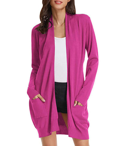 Dames open vest met lange mouwen en zakken