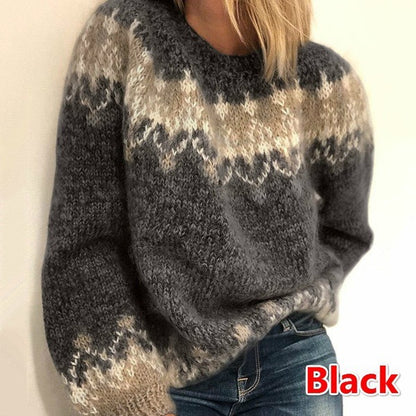 Womens Mohair Blend Jacquard Sweater