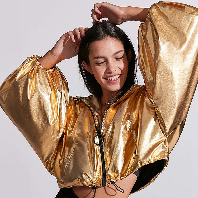 Amerikaanse eenvoudige metalen lantaarnmouwen goudkleurige capuchonjas