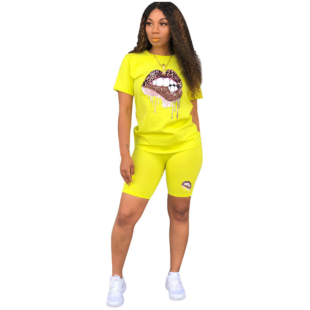 Luipaardprint Lippen Tweedelig pak