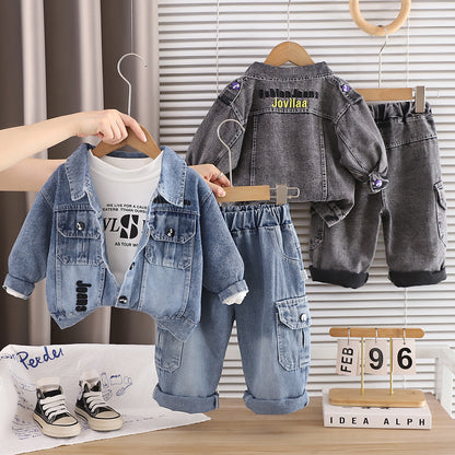 Cowboy long sleeved three piece set for baby children's clothing