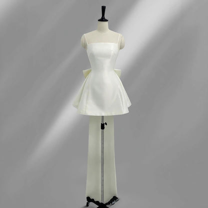 Elegant Satin Bow Evening Dress