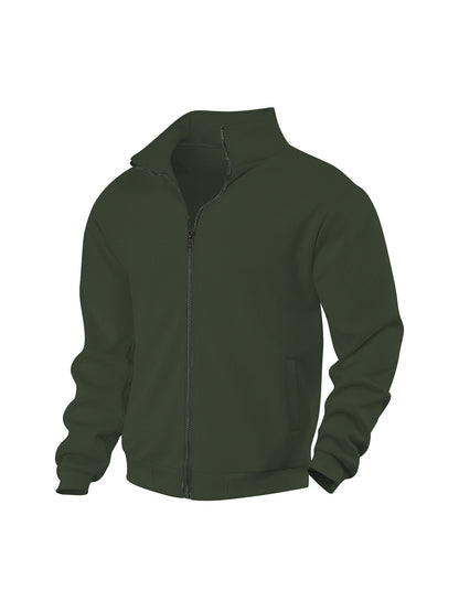 Mens Corduroy High Neck Zip Up Sweater