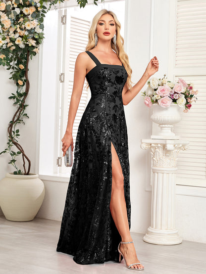 Elegant Strapless Sequin Evening Gown