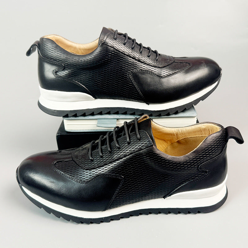 First-Layer Cowhide High-End Business Leather Shoes for Men, British Style Genuine Leather Men's Leather Shoes, Casual Moral Training Shoes, Increased Height and Non-Slip