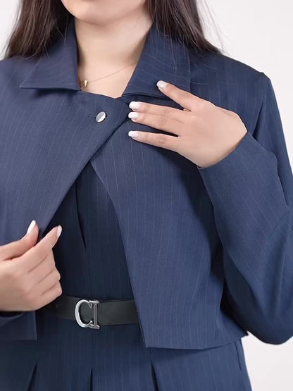 Gestreepte Tube Top Jumpsuit Kort Blazer Pak