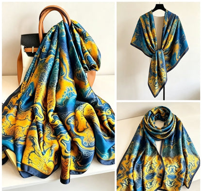 Women's Lijin Satin Scarf Floral Print Shawl