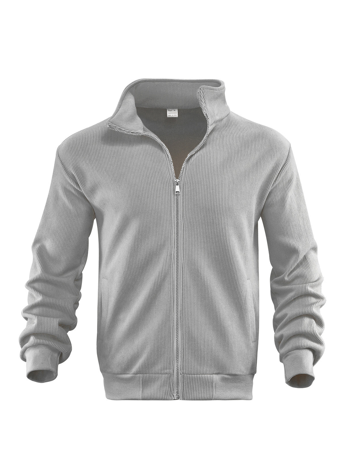 Mens Corduroy High Neck Zip Up Sweater
