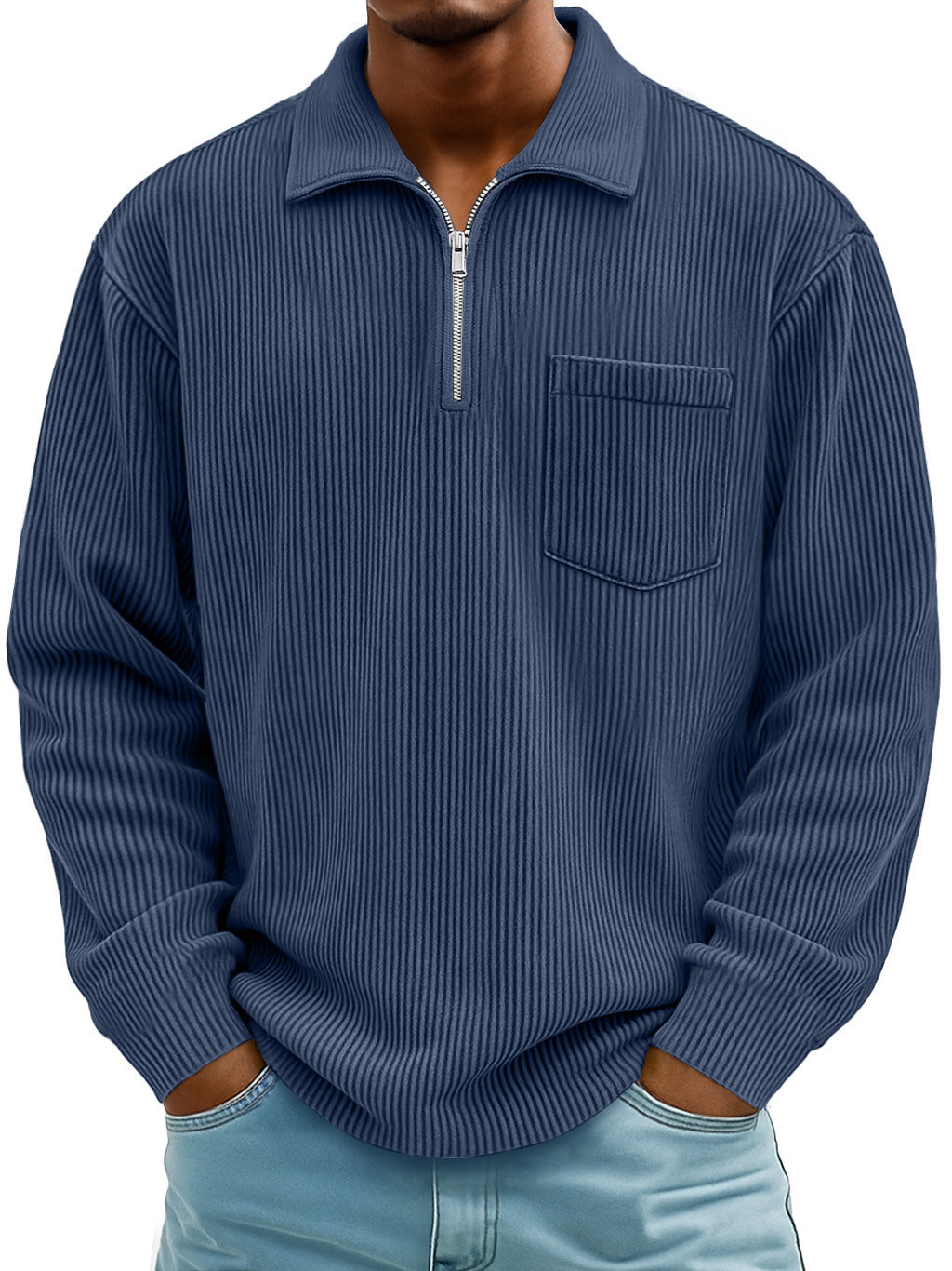 Zipper long sleeved pullover top