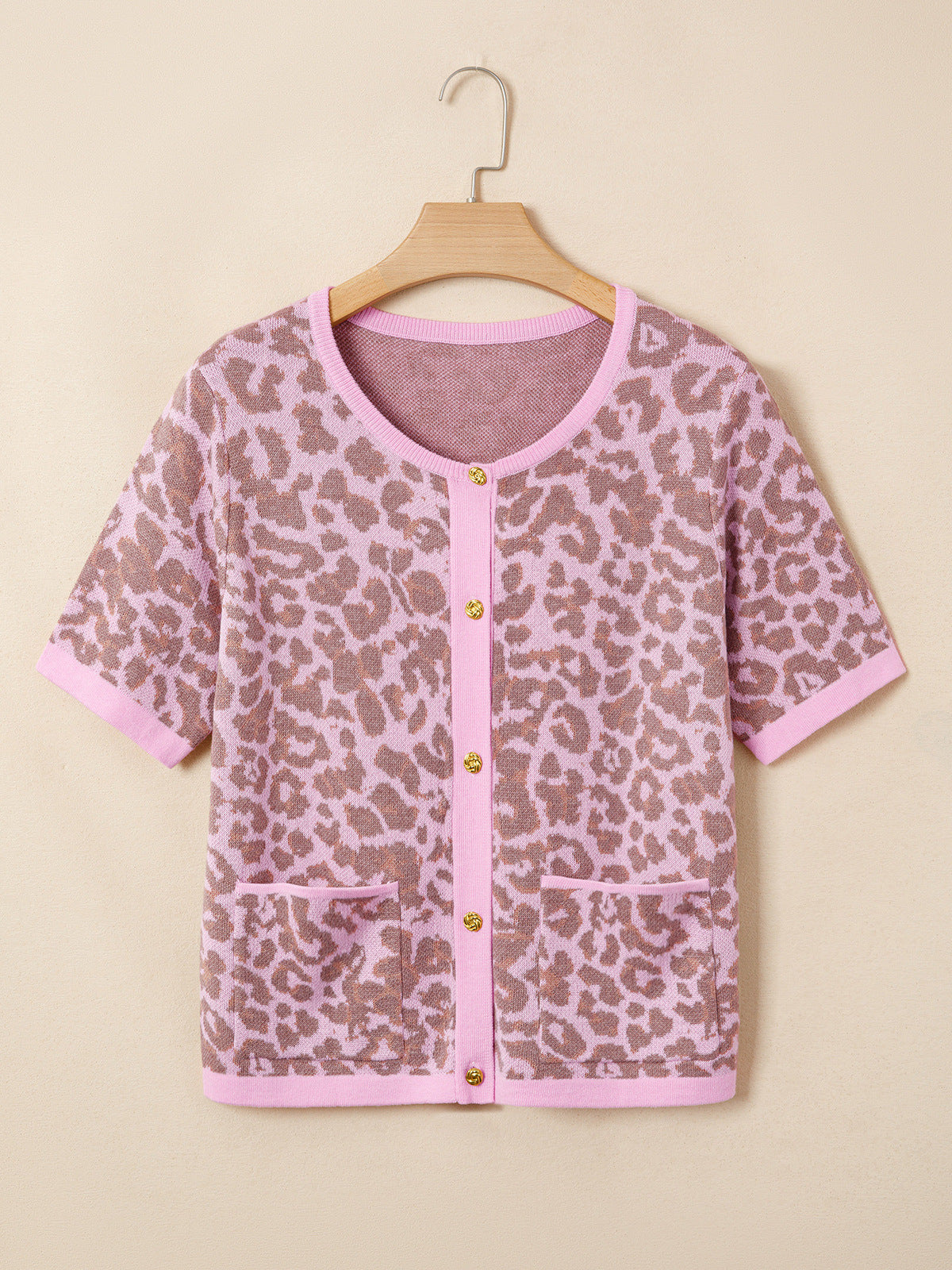 Women Knitted Cardigan Leopard Print