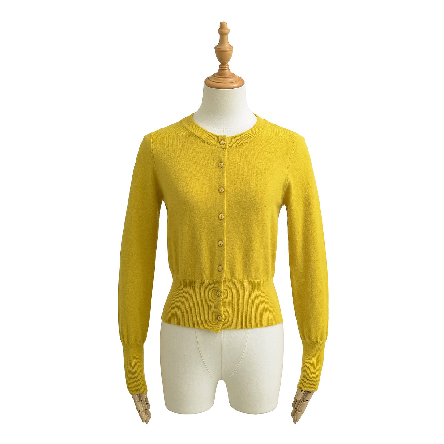 Vest met ronde hals knopen en lange mouwen