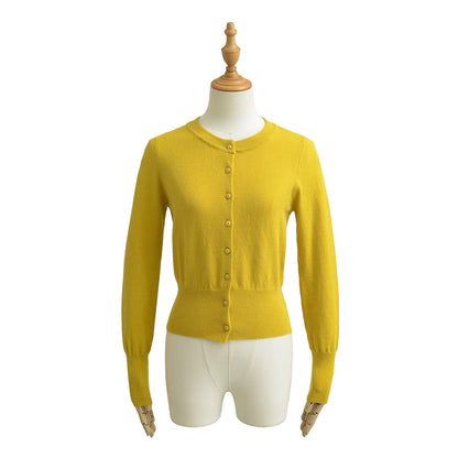 Vest met ronde hals knopen en lange mouwen