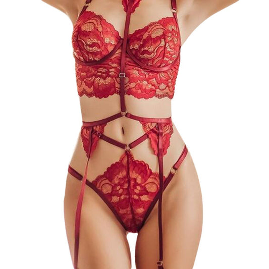 Pure Lust Sexy Diepe V Verleiding Kant Halterband Kanten Set