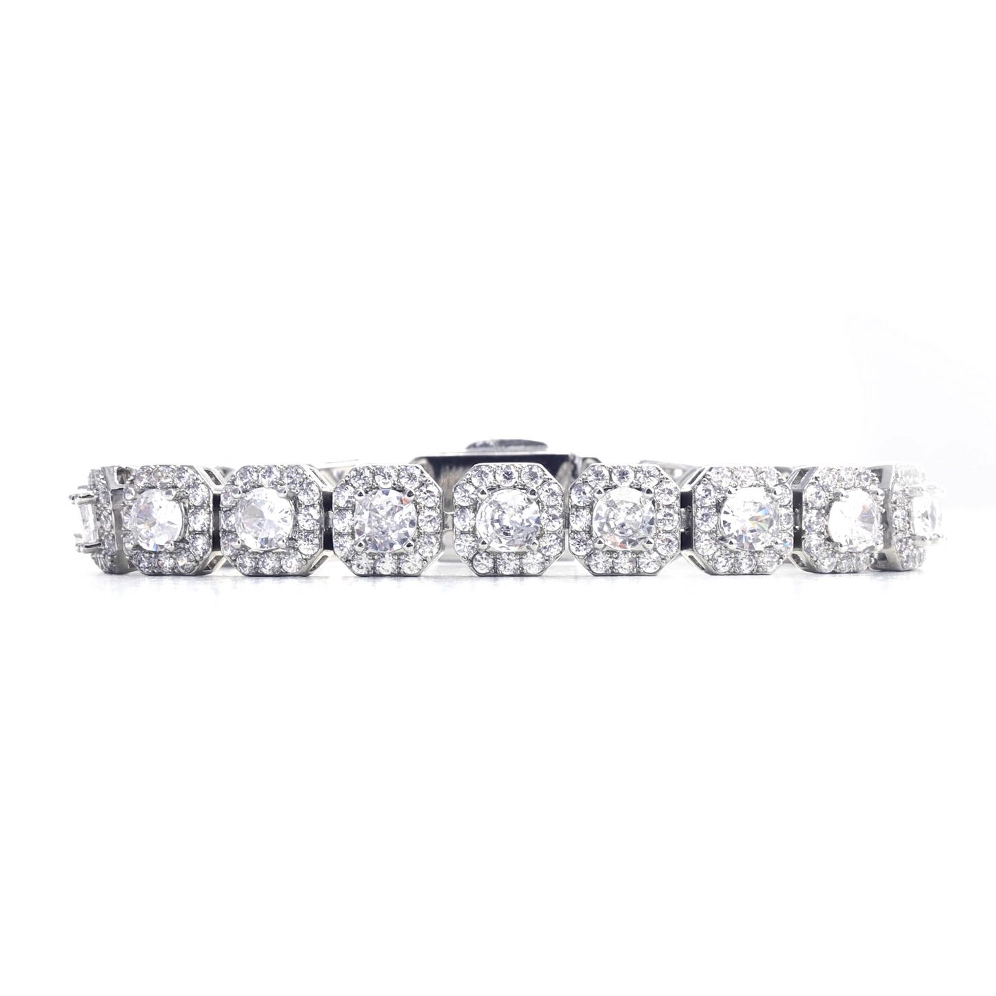 Full Diamond Square Cuban Chain Bracelet for Men