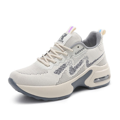 Inner height increasing women's sports shoes mesh breathable white shoes thick soled shoes soft soled shoes