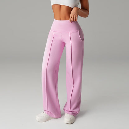 High Waisted Wide Leg Sports Trousers