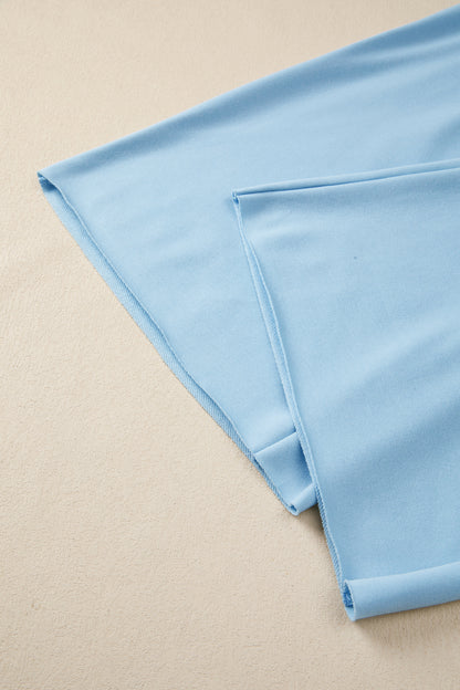 Effen losvallend T-shirt en broek met trekkoord en wijde pijpen  2-delige set