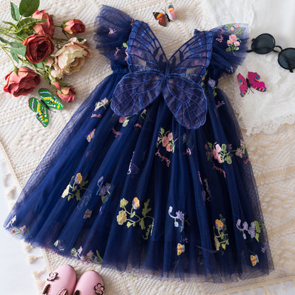 Girls Butterfly Wing Mesh Dress