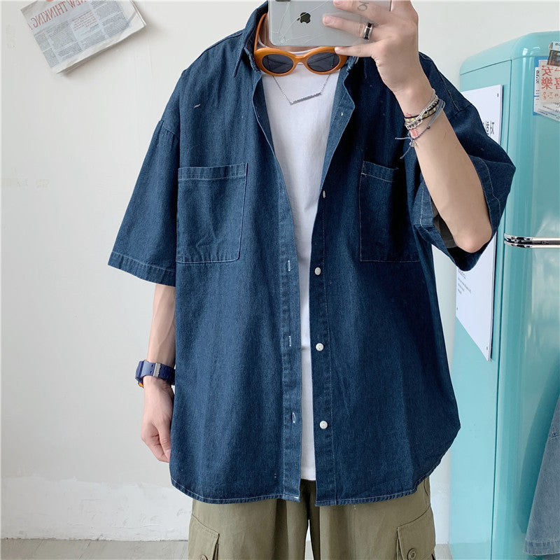 Casual Loose Fit Denim Shirt for Men