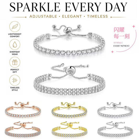 Women's Electroplated Copper Tennis Bracelet with White Zircon Pull Clasp