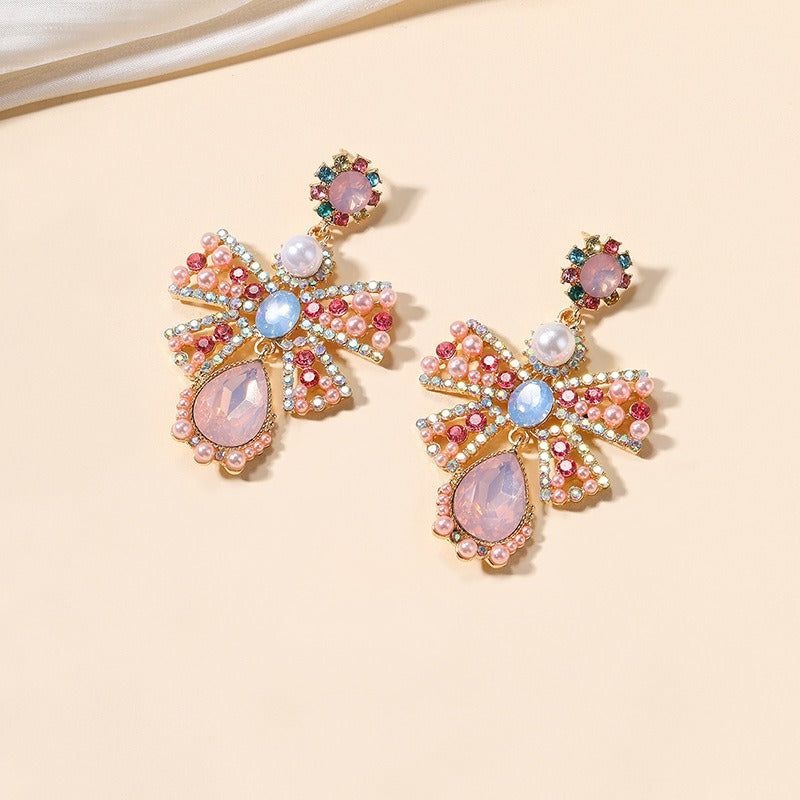 Boho Alloy Pearl Stud Earrings