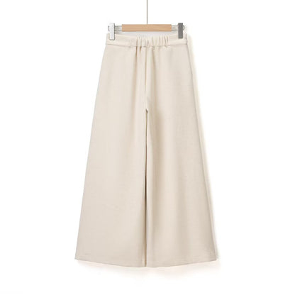 Commuting style elegant velvet high waisted wide leg pants