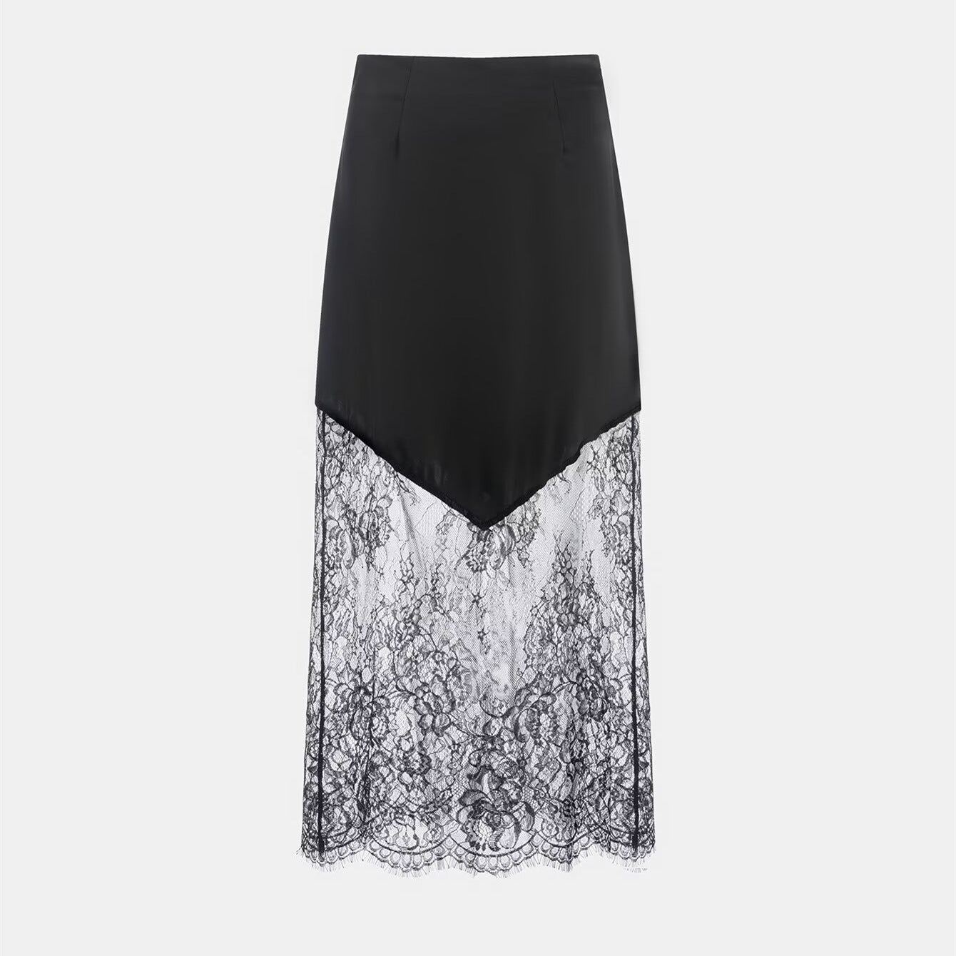 Commuting style lace patchwork high waisted skirt