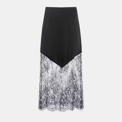 Commuting style lace patchwork high waisted skirt