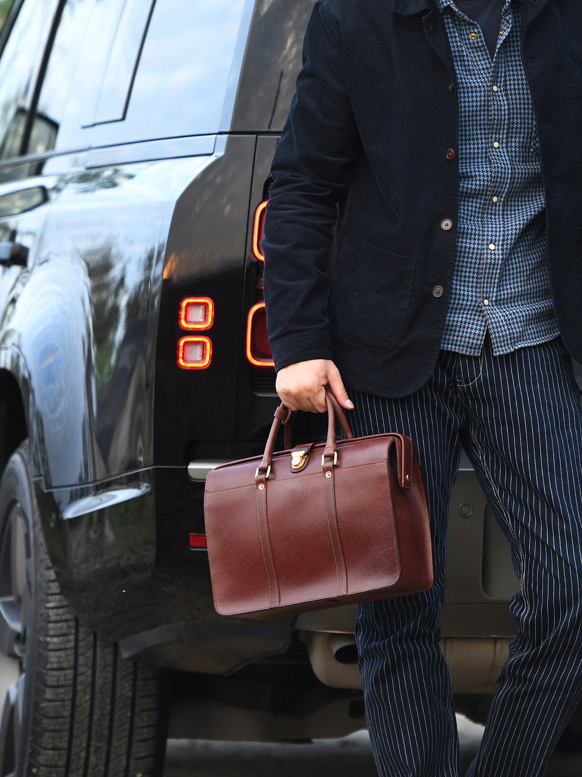 Men's Cowhide Leather Business Briefcase