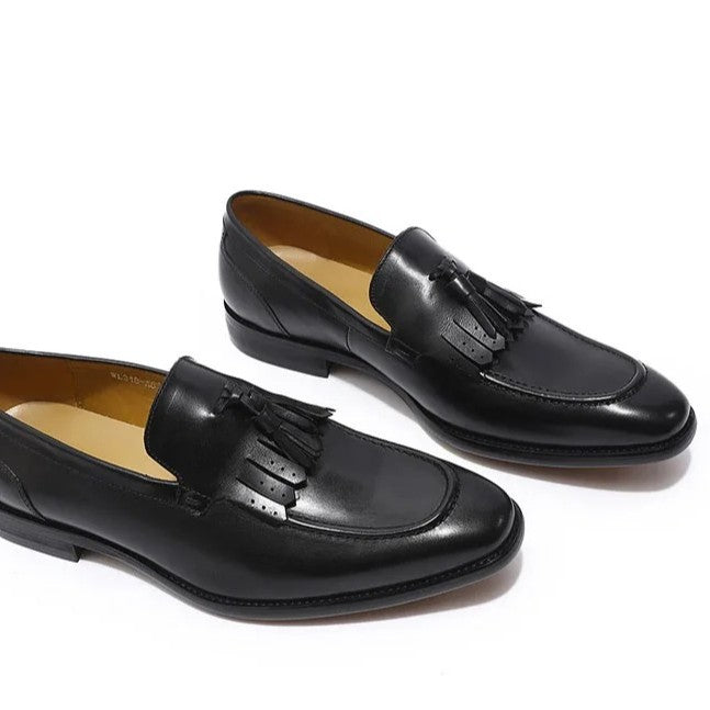 British Style Cowhide Tassel Mens Slip-On Loafers