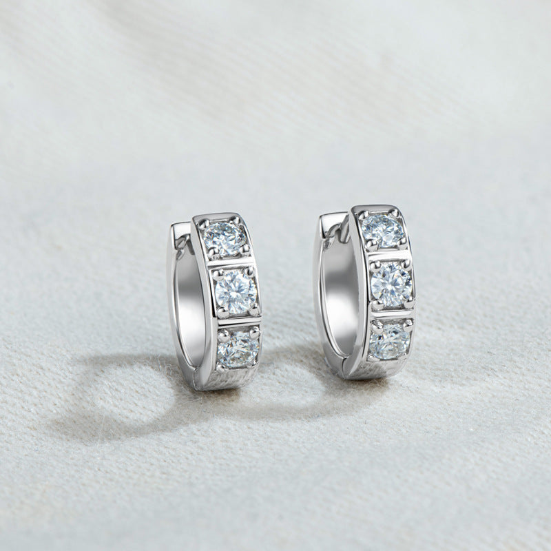 Moissanite Oorbel Oorbel S925 Sterling Zilver Zwart En Wit