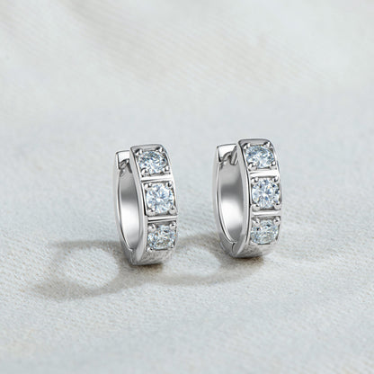 Moissanite Oorbel Oorbel S925 Sterling Zilver Zwart En Wit