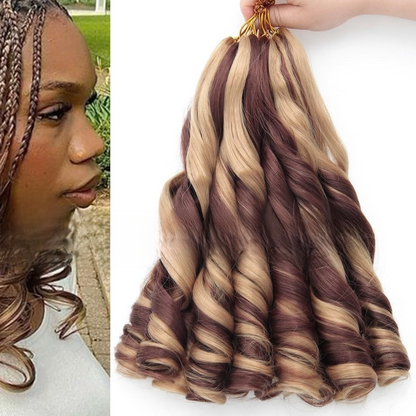 Synthetic fiber wig with long wavy hair