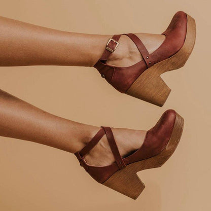 Womens Buckle Strap Wedge Heel Sandals